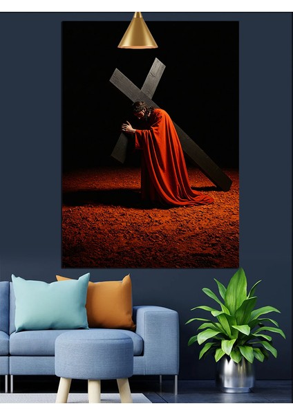 Haç Taşıyan Isa Metaforu Dekoratif Kanvas - Mdf Ahşap Tablo fırsatları