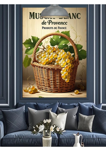Meyve Sepeti Üzüm Klasik Dekoratif Kanvas - Mdf Ahşap Tablo indirimleri