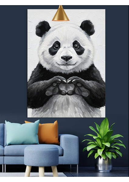 Panda Ayı Siyah Beyaz Dekoratif Kanvas - Mdf Ahşap Tablo indirimleri