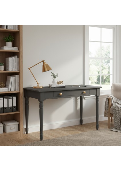 120 cm Masif Antrasit Tornalı Çalışma Masası