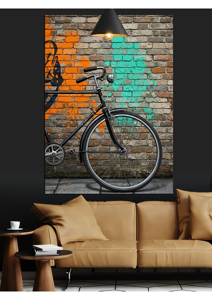 Bisiklet Duvar Grafiti Eskimiş Dekoratif Kanvas - Mdf Ahşap Tablo modelleri