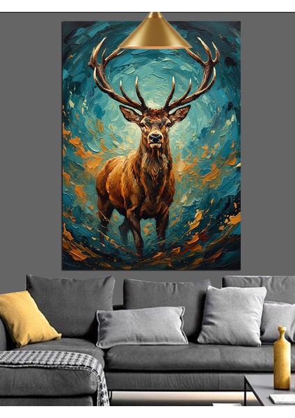 Geyik Boynuzları Parlak Orman Dekoratif Kanvas - Mdf Ahşap Tablo fırsatları