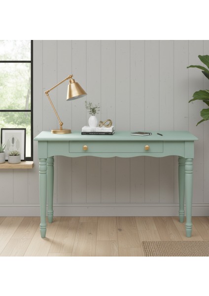 120 cm Masif Su Yeşili Tornalı Çalışma Masası