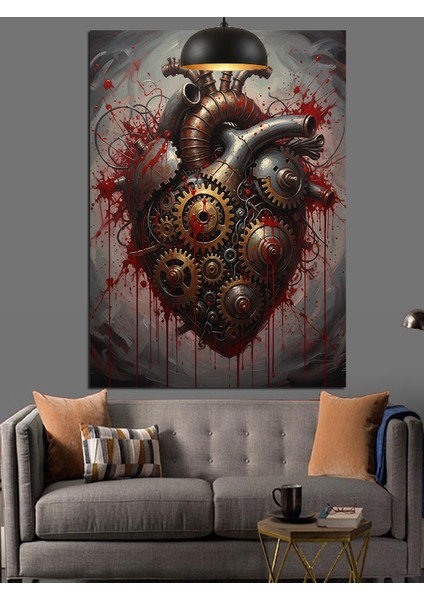 Mekanik Insan Kalbi Anatomik Dekoratif Kanvas - Mdf Ahşap Tablo fiyatları
