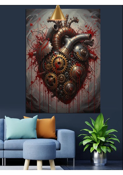 Mekanik Insan Kalbi Anatomik Dekoratif Kanvas - Mdf Ahşap Tablo modelleri