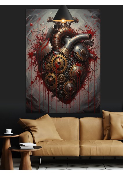 Mekanik Insan Kalbi Anatomik Dekoratif Kanvas - Mdf Ahşap Tablo fırsatları