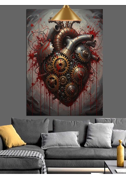 Mekanik Insan Kalbi Anatomik Dekoratif Kanvas - Mdf Ahşap Tablo indirimleri