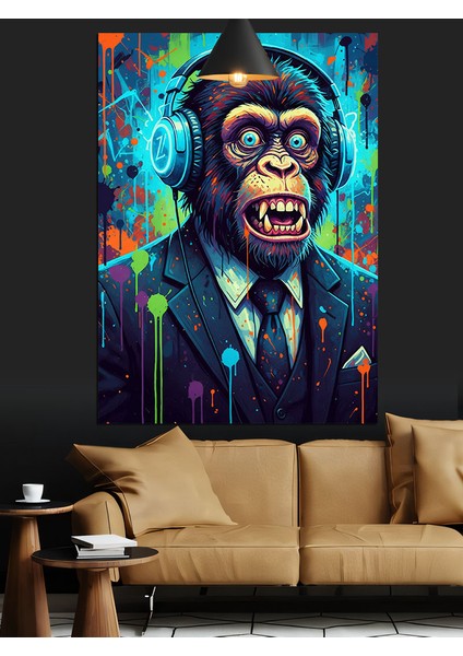 Korkunç Maymun Vampir Mavi Takım Dekoratif Kanvas - Mdf Ahşap Tablo fiyatları