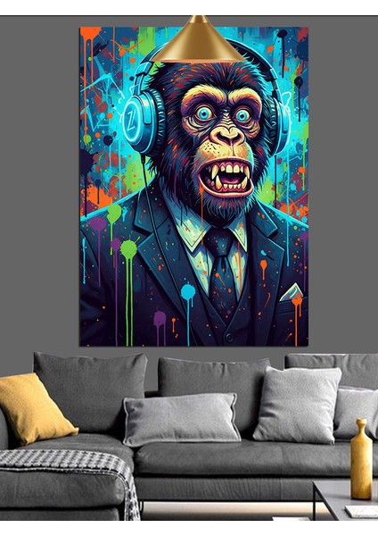 Korkunç Maymun Vampir Mavi Takım Dekoratif Kanvas - Mdf Ahşap Tablo modelleri