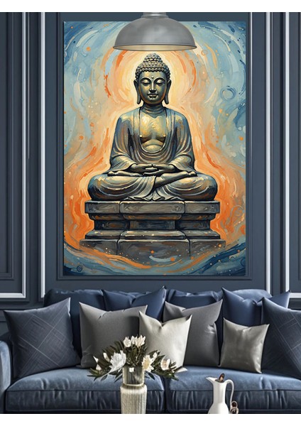 Oturmuş Budha Huzur Pozu Dekoratif Kanvas - Mdf Ahşap Tablo fiyatları