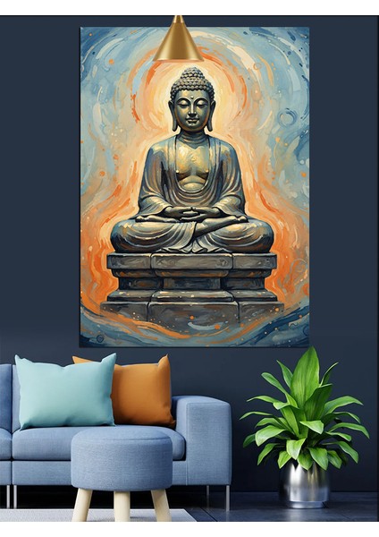 Oturmuş Budha Huzur Pozu Dekoratif Kanvas - Mdf Ahşap Tablo fırsatları
