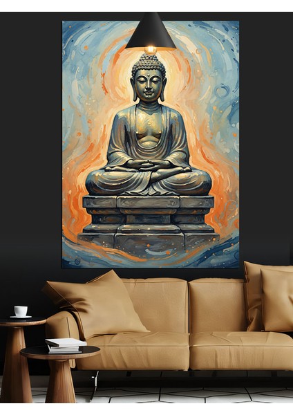 Oturmuş Budha Huzur Pozu Dekoratif Kanvas - Mdf Ahşap Tablo indirimleri