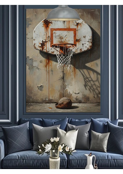 Eskimiş Duvar ve Basket Potası Dekoratif Kanvas - Mdf Ahşap Tablo modelleri