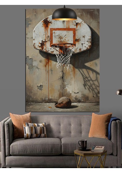 Eskimiş Duvar ve Basket Potası Dekoratif Kanvas - Mdf Ahşap Tablo fırsatları