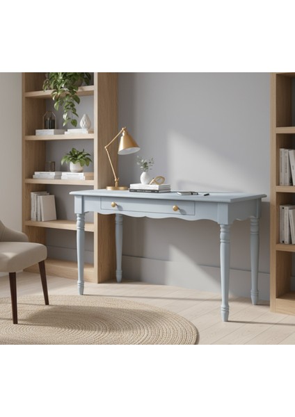 120 cm Masif Mavi Tornalı Çalışma Masası