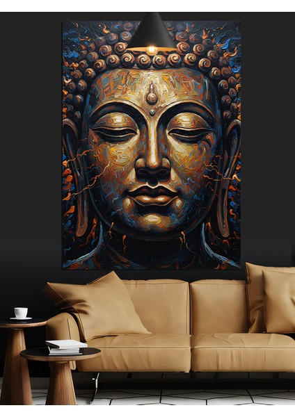 Buda Yüzü Heykeli Huzur Dekoratif Kanvas - Mdf Ahşap Tablo