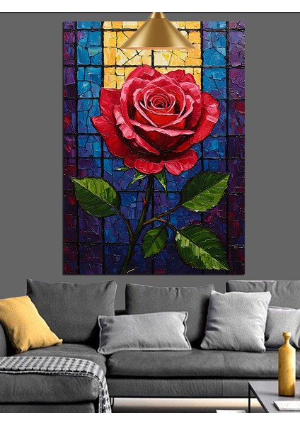 Tek Kırmızı Gül Çiçeği Dekoratif Kanvas - Mdf Ahşap Tablo modelleri