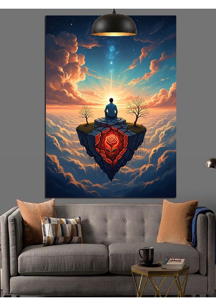 Gökyünde Insan Figürü Modern Sanat Dekoratif Kanvas - Mdf Ahşap Tablo fiyatları