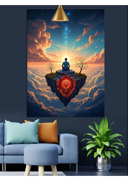 Gökyünde Insan Figürü Modern Sanat Dekoratif Kanvas - Mdf Ahşap Tablo modelleri