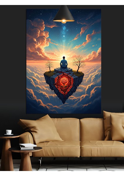 Gökyünde Insan Figürü Modern Sanat Dekoratif Kanvas - Mdf Ahşap Tablo fırsatları