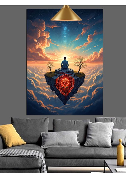 Gökyünde Insan Figürü Modern Sanat Dekoratif Kanvas - Mdf Ahşap Tablo indirimleri