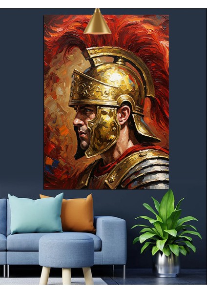 Miğferli Roma Askeri Figürü Dekoratif Kanvas - Mdf Ahşap Tablo modelleri