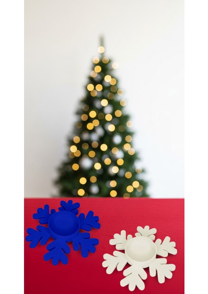 Yılbaşı 2'li Snow Kar Tanesi Mumluk Yılbaşı Dekoru ve Hediyelikler