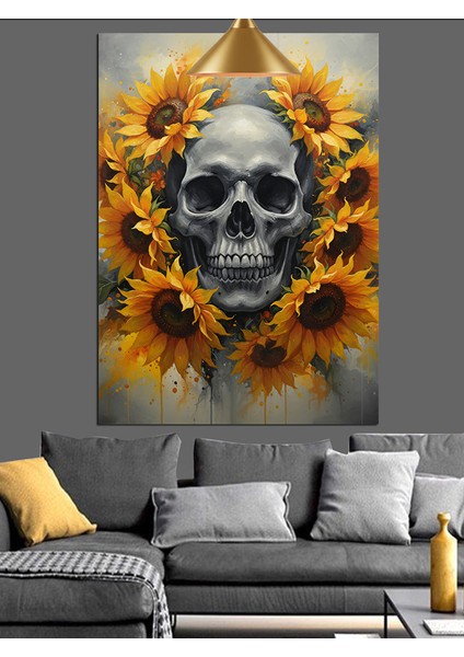 Ayçiçeği Kuru Kafa Sanatı Dekoratif Kanvas - Mdf Ahşap Tablo
