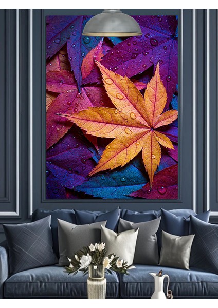 Sonbahar Akçaağaç Yaprağı Resmi Dekoratif Kanvas - Mdf Ahşap Tablo fiyatları