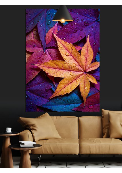 Sonbahar Akçaağaç Yaprağı Resmi Dekoratif Kanvas - Mdf Ahşap Tablo indirimleri