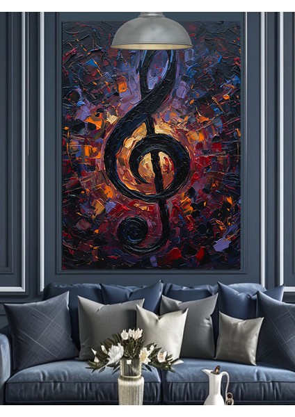 Koyu Mor Mozaik Desenli Sol Anahtarı Dekoratif Kanvas - Mdf Ahşap Tablo