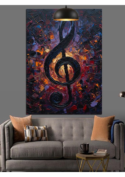 Koyu Mor Mozaik Desenli Sol Anahtarı Dekoratif Kanvas - Mdf Ahşap Tablo fiyatları