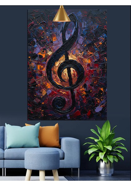 Koyu Mor Mozaik Desenli Sol Anahtarı Dekoratif Kanvas - Mdf Ahşap Tablo modelleri