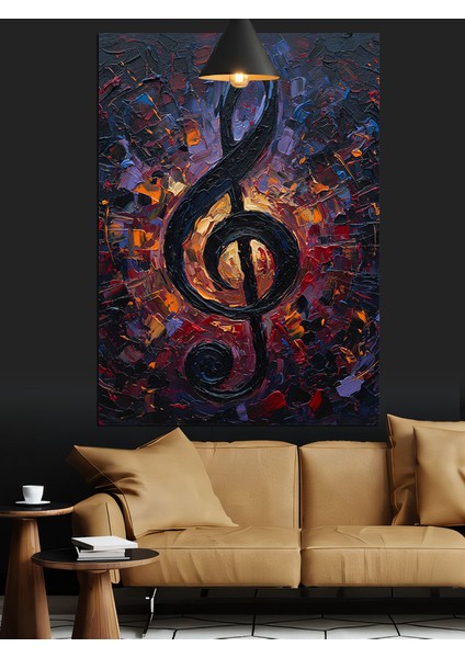 Koyu Mor Mozaik Desenli Sol Anahtarı Dekoratif Kanvas - Mdf Ahşap Tablo fırsatları