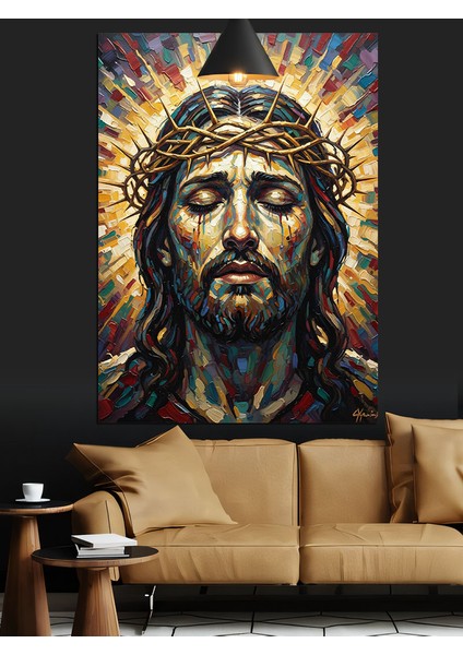 Isa Mesih Portre Altın Dekoratif Kanvas - Mdf Ahşap Tablo fırsatları