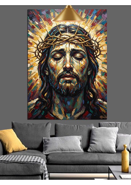 Isa Mesih Portre Altın Dekoratif Kanvas - Mdf Ahşap Tablo indirimleri