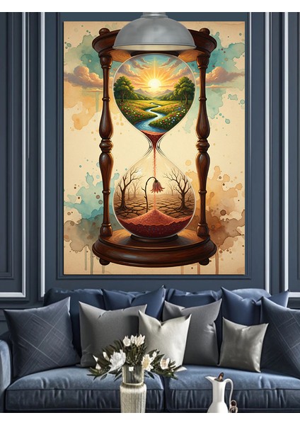 Kum Saati Çiçek Zaman Soyut Dekoratif Kanvas - Mdf Ahşap Tablo fiyatları