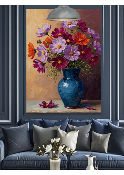 Çiçek Vazo Mor Sanat Dekoratif Kanvas - Mdf Ahşap Tablo indirimleri