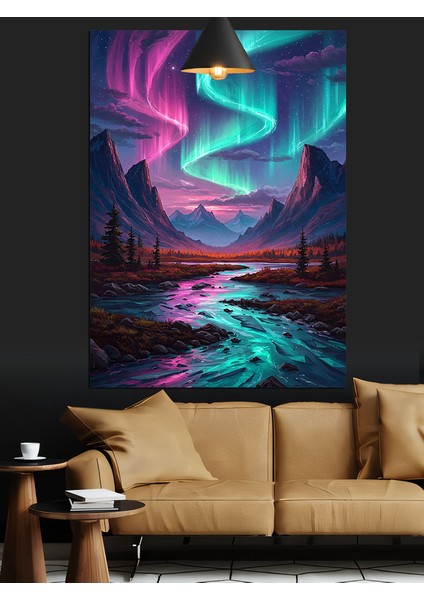 Kuzey Işıkları Aurora Mistik Gökyüzü Dekoratif Kanvas - Mdf Ahşap Tablo fiyatları