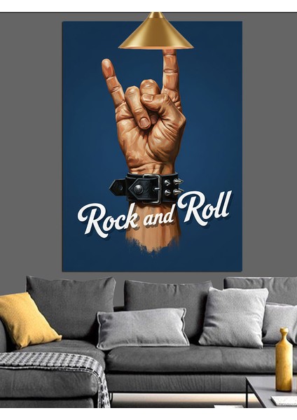 Rock And Roll El Hareketi Dekoratif Kanvas - Mdf Ahşap Tablo modelleri