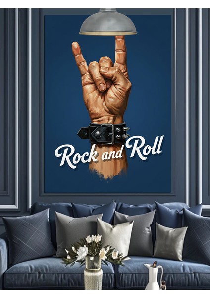 Rock And Roll El Hareketi Dekoratif Kanvas - Mdf Ahşap Tablo fırsatları