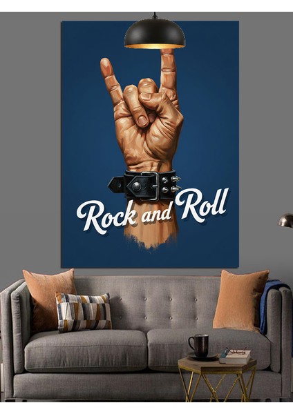 Rock And Roll El Hareketi Dekoratif Kanvas - Mdf Ahşap Tablo indirimleri