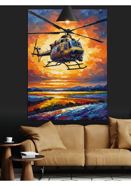Kurtarma Helikopteri Deniz Manzarası Dekoratif Kanvas - Mdf Ahşap Tablo