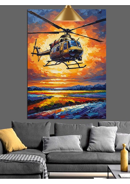 Kurtarma Helikopteri Deniz Manzarası Dekoratif Kanvas - Mdf Ahşap Tablo fiyatları