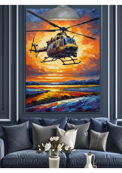 Kurtarma Helikopteri Deniz Manzarası Dekoratif Kanvas - Mdf Ahşap Tablo modelleri