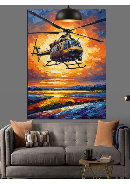 Kurtarma Helikopteri Deniz Manzarası Dekoratif Kanvas - Mdf Ahşap Tablo fırsatları