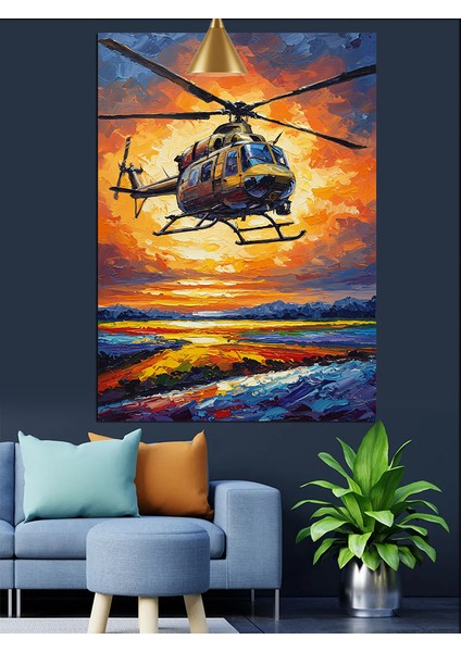 Kurtarma Helikopteri Deniz Manzarası Dekoratif Kanvas - Mdf Ahşap Tablo indirimleri