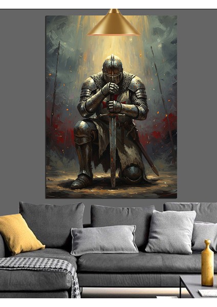 Zırhlı Şövalye Dekoratif Kanvas - Mdf Ahşap Tablo fırsatları