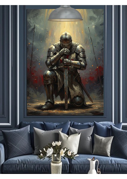 Zırhlı Şövalye Dekoratif Kanvas - Mdf Ahşap Tablo indirimleri