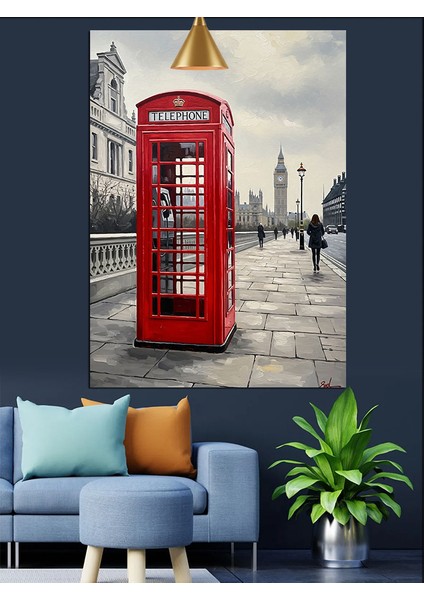 Kırmızı Telefon Kulübesi Londra Dekoratif Kanvas - Mdf Ahşap Tablo fiyatları